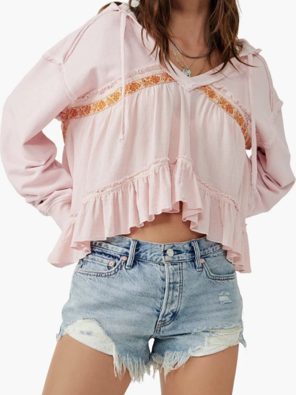 Free People Harry Mix Media Ruffle - Picture 1 of 6
